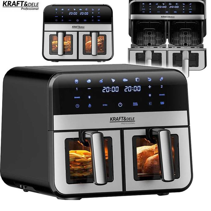 KRAFT&DELE Frytkownica Beztłuszczowa 9l 2500w 2xKomora 4,5l LCD KD4179
