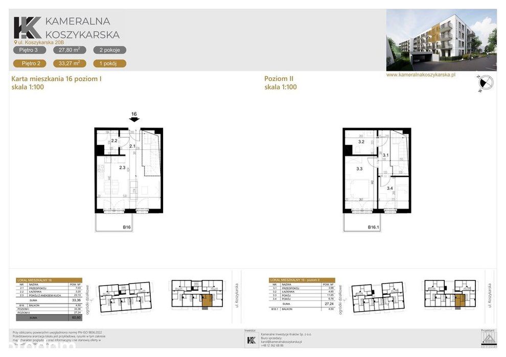Płaszów, dwupoziomowe, 60 m2, 3 pokoje, balkon!