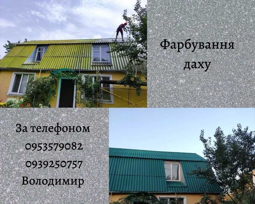 Фарбування даху криші фасаду покраска чистка мийка криш