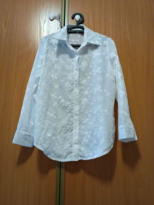 Miękka przewiewna delikatna bluzka len i jedwab r. S