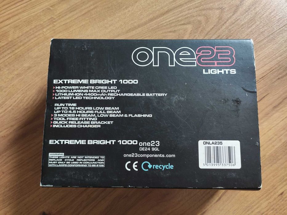 Latarka rowerowa One23 Extreme Bright 1000 lumenów, 4400 mAh