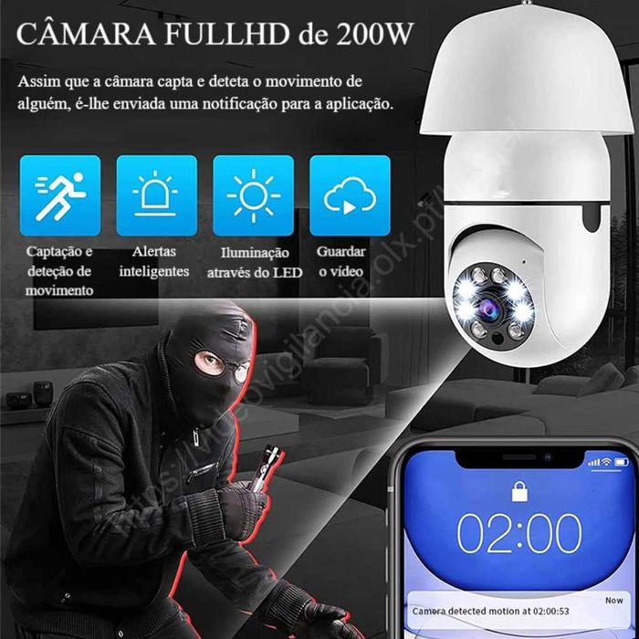 Câmara Lâmpada ‼️ WiFi/Sem Fios ‼️ Rotação 360⁰‼️ PTZ ‼️ Visão Noturna