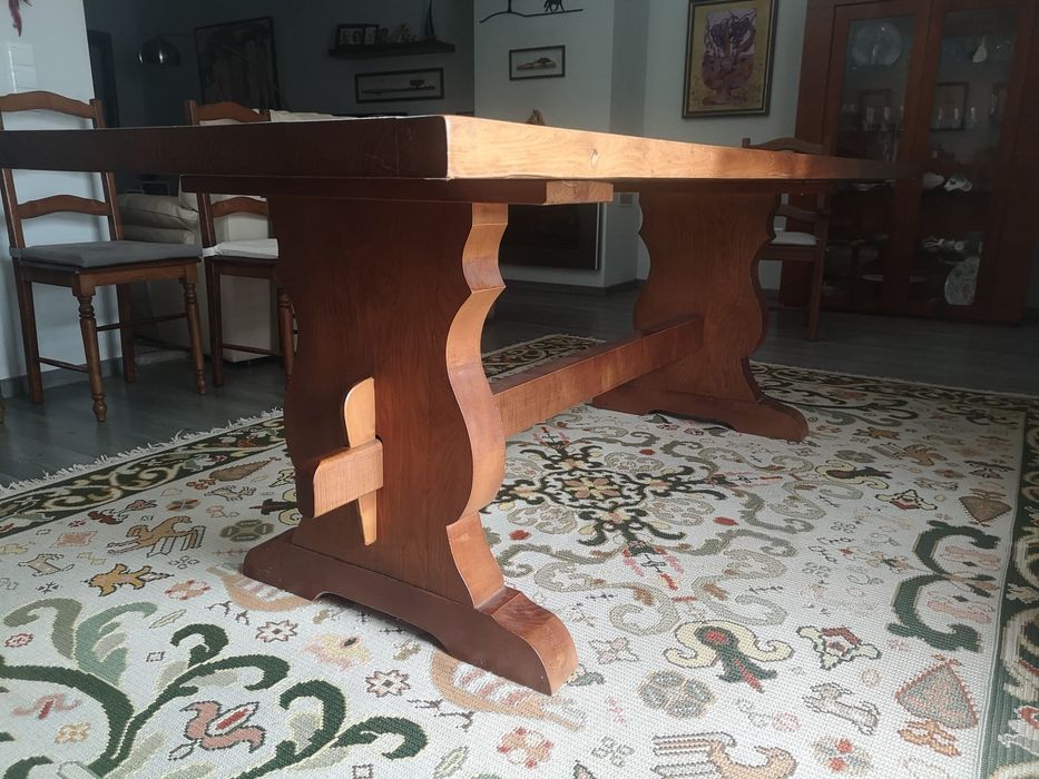 Mesa jantar + cadeiras de carvalho maciço