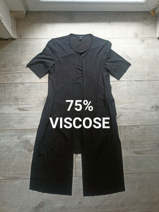 COS koszulka bluzka 75% wiskoza, asymetryczna czarna XS s