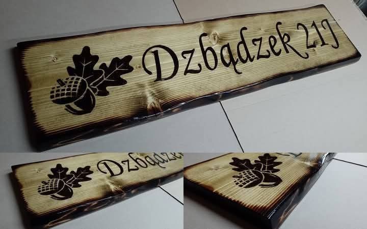 SZYLDY I TABLICE drewniane adresowe reklamowe napisy na desce drewnie