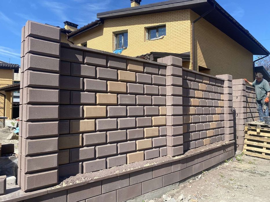 Блоки для Парканів,кольорові,двухсторонні.Тротуарна Плитка 4.6.8 см.