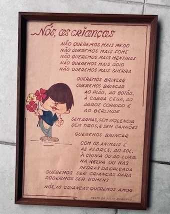 Quadro infantil com texto de Júlio Roberto