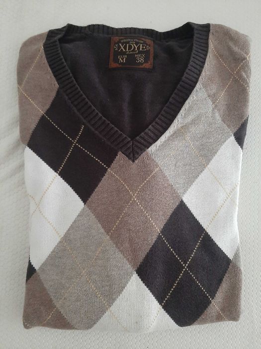 Camisola de malha losangos castanhos Pull&Bear