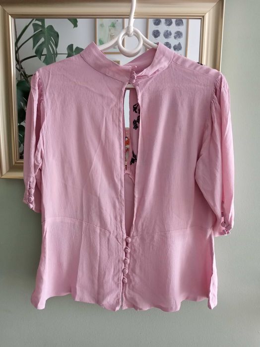 Elegancka bluzka ASOS 40 L baskinka odkryte plecy wieczorowa haft