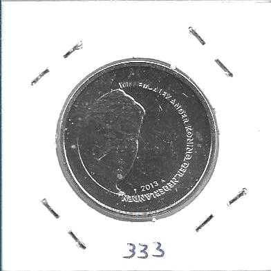 Holanda -5 Euros- 2013 - - - 100 anos do Palácio da Paz em Haia -Moeda