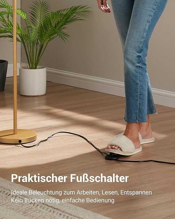 EDISHINE Lampa stojąca łukowa 161 cm złota E27 LED