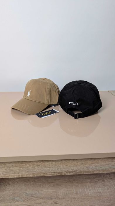 Кепка Polo Ralph Lauren чоловіча, бейсболка Ральф Лорен, бавовна 100%, чорна та пісочна, регулювання розміру