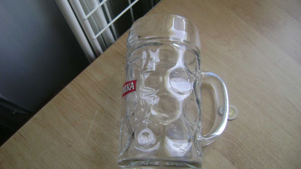 Starocie z PRL - Kufel szklany WARKA 1 litr TANIO
