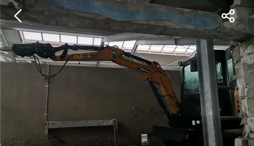 Usługi minikoparka-  Wykopy Wyburzenia - kucie minikoparką z młotem