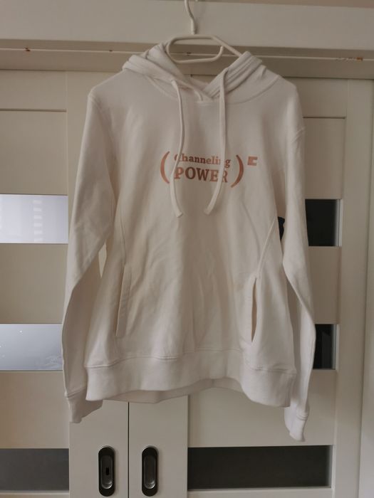 Bluza biała z kapturem kangur L