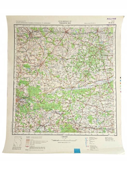 Wojskowa Mapa Topograficzna  N-34-III 3 Tomaszów Mazowiecki Tajne
