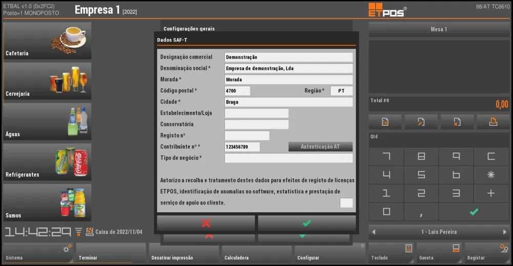 Registadora Touch para comércio - ETPOS Certificado Praticamente Novo