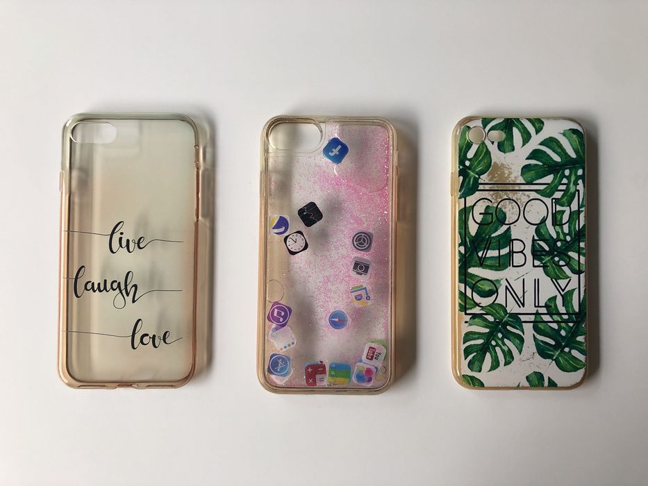 3 sztuki Używane Etui Plecki iPhone 7 8 SE Obudowa Case Futerał