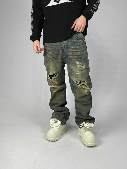 Джинси сині baggy faded jeans archive opium distressed джинсы
