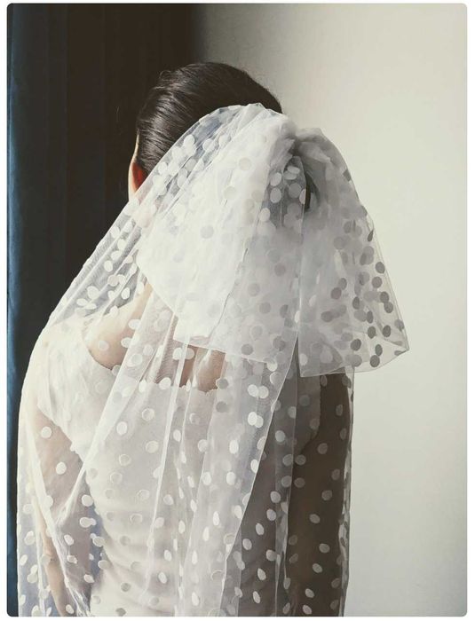 Welon ślubny w kropki grochy groszki polka dot | handmade in London