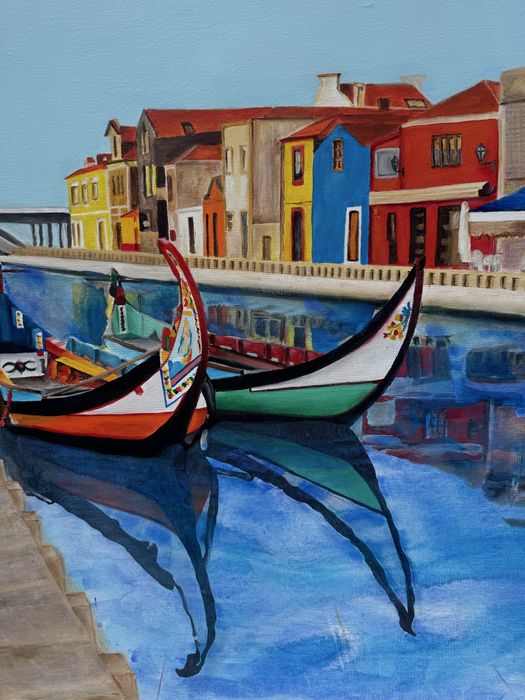 Aveiro - moliceiros no canal - pintura sobre tela