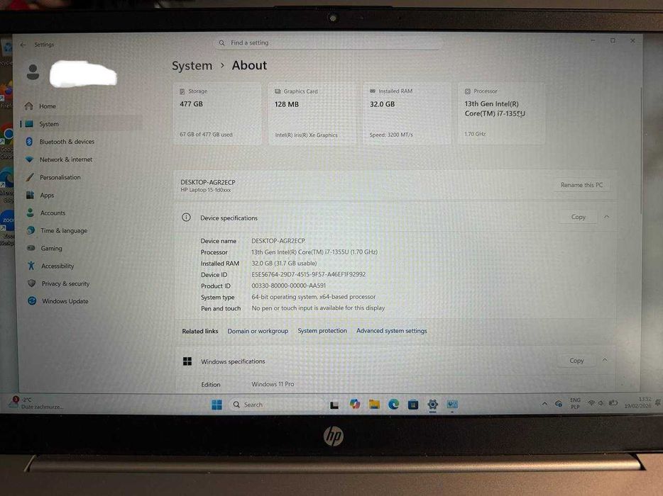 Laptop HP 5 i7-1355U/32GB/512/Win11Px