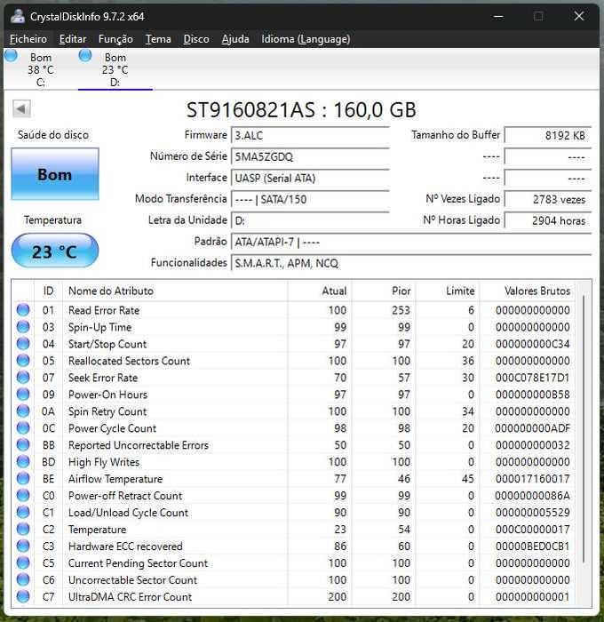 Disco Externo (Caixa Aisens + Disco 160GB Seagate)