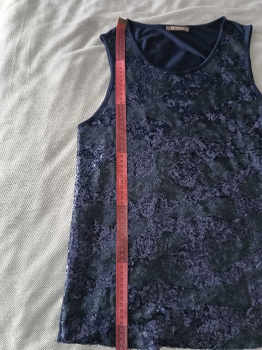 Granatowa bluzka top Orsay r. 38 – cekiny, idealna na imprezę