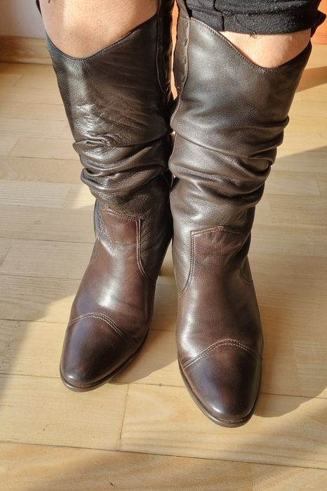 Skórzane Kozaki damskie r.35 Lizard jesień zima