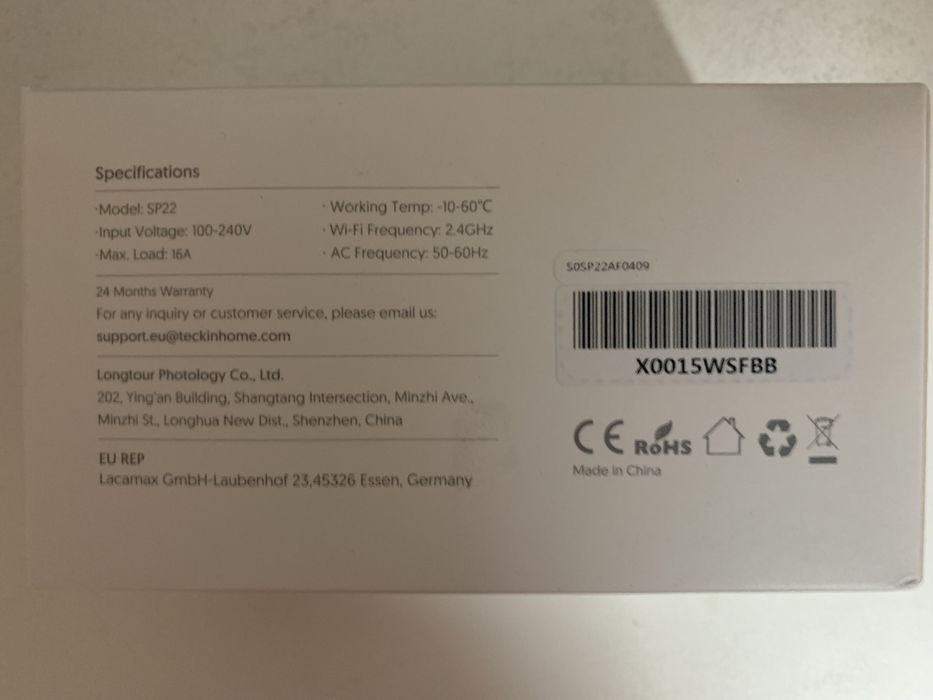 Teckin SP22 16A WiFi Socket64737833369090124