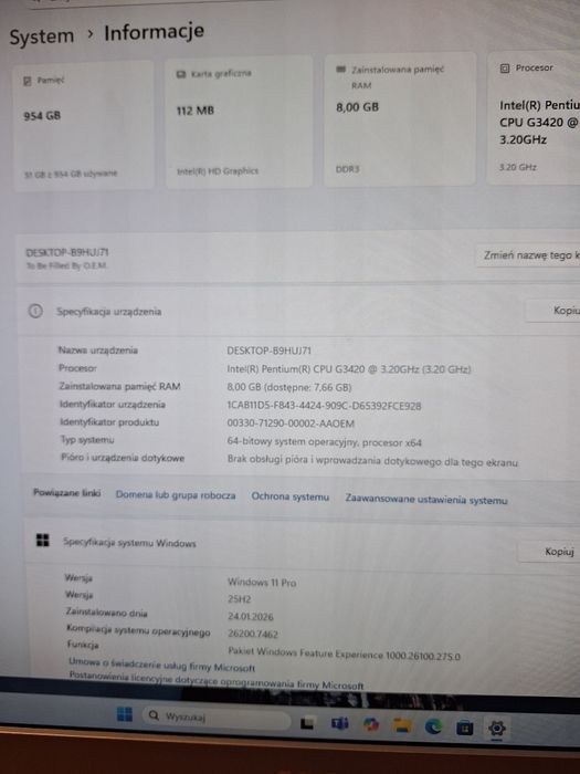 Komputer stacjonarny PC Windows 11 SSD