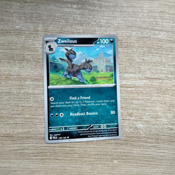 Karta pokemon Zweilous z zestawu Paradox Rift