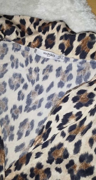Vestido leopardo comprido Mango XS