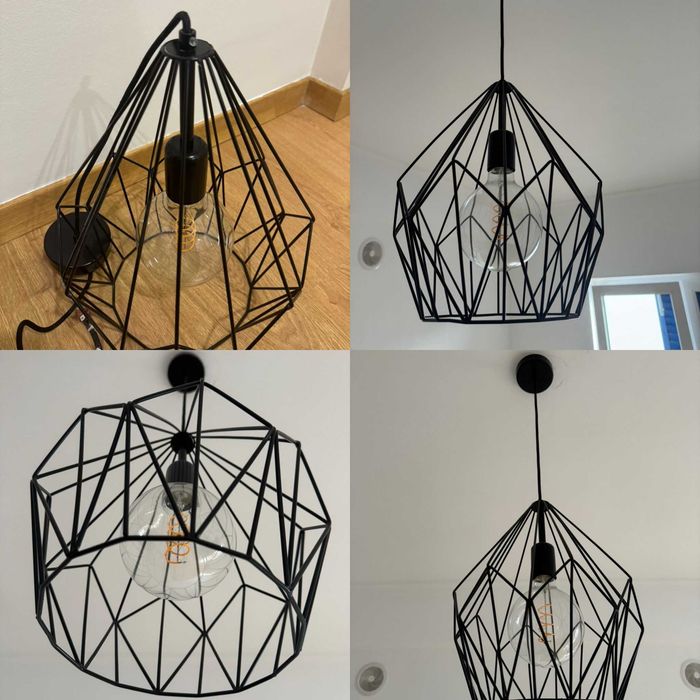 Candeeiro de teto suspenso preto piramide E27 Carlton Eglo