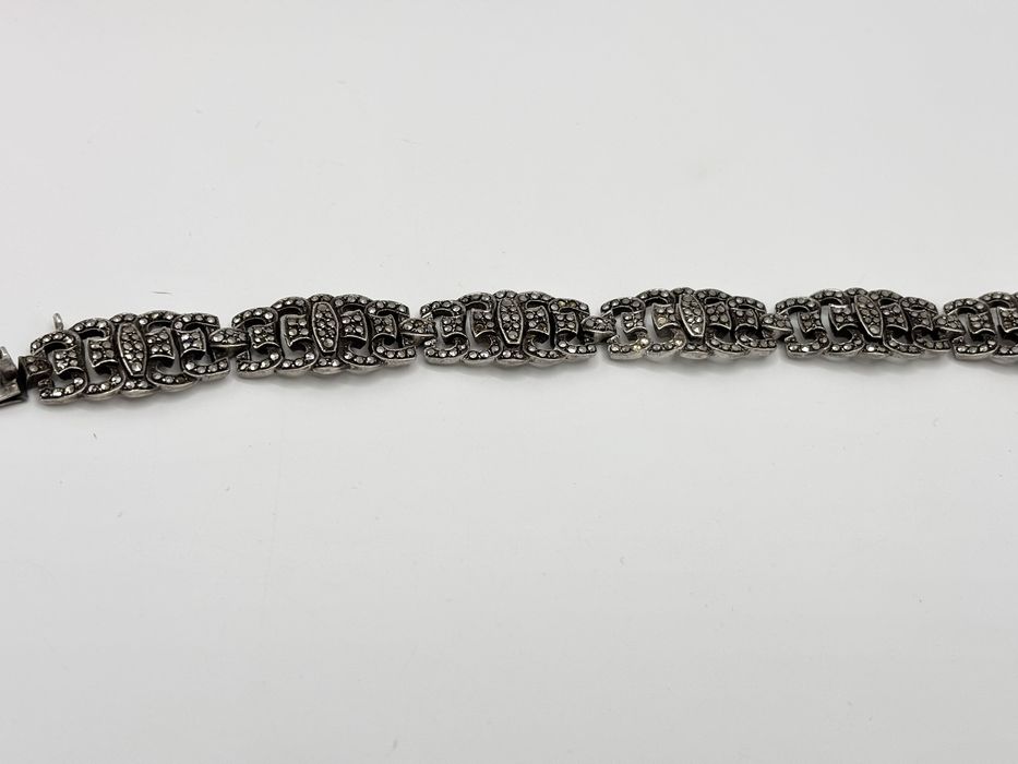 Srebrna bransoleta z czarnymi cyrkoniami