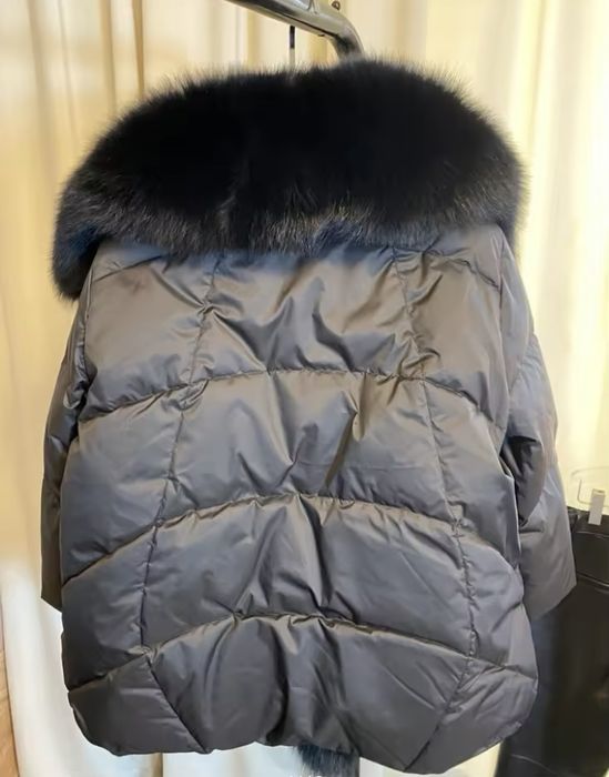 Пуховик куртка авто леди  натуральный пух мех  лиса песец чернобурка