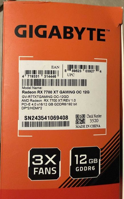 Gigabyte Radeon RX 7700 XT Gaming OC 12GB - GWARANCJA