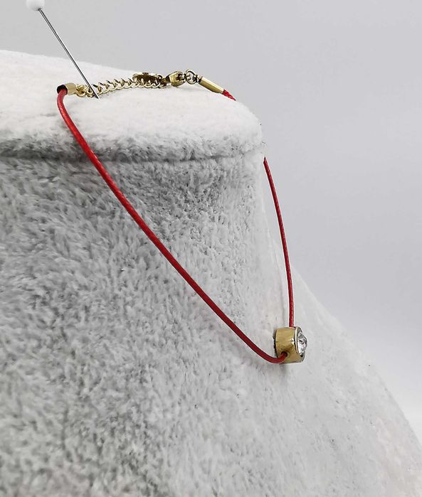 Bransoletka sznurek złota stal chirurgiczna z cyrkonią