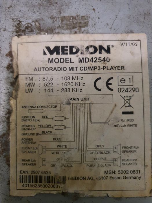 Автомагнітола Medion MD42540 CD SD USB 50Wx4