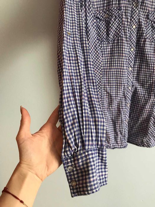 Bluzka koszulowa w kratkę koszula na długi rękaw GUESS rozmiar M