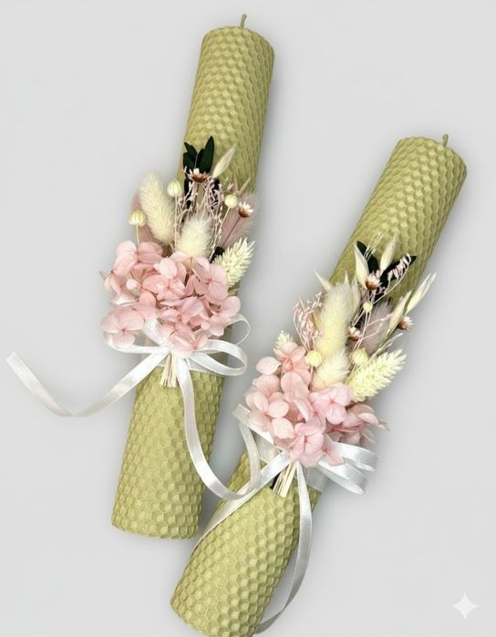 Стрітенські та Великодні декоровані  свічки із вощини