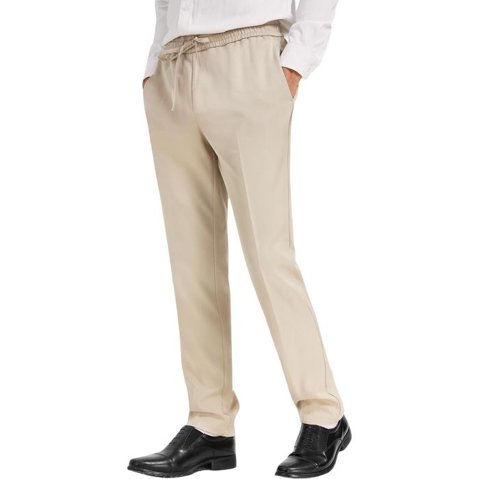 Męskie spodnie chino materiałowe, regular fit, beżowe, S