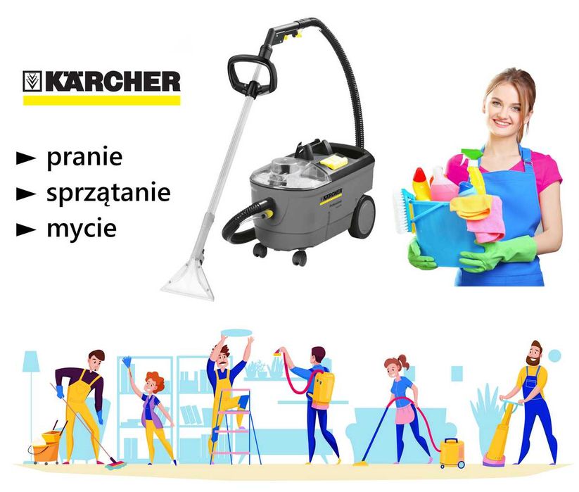 Profesjonalne pranie i czyszczenie tapicerki, kanap, narożników, dywanów, okien, podłóg • KÄRCHER • Dla domu i biura • Auta osobowe/TIR • Ekipa • FVAT