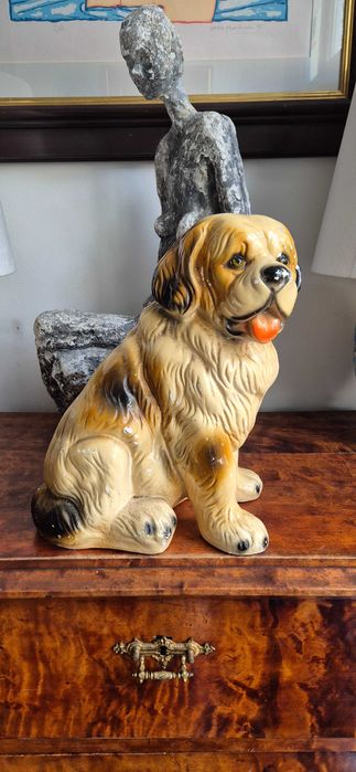 Rzeźba duży pies wiktoriański bernardyn lata 50te XX w antyk