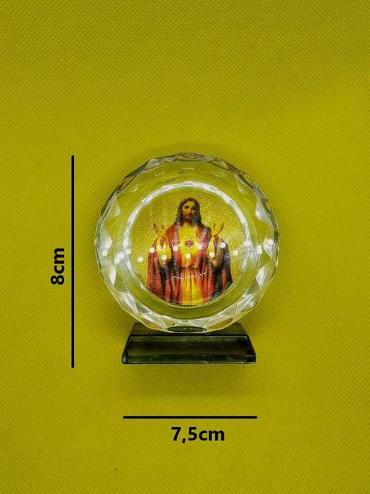 Imagem religiosa formato circular com base de Jesus Cristo