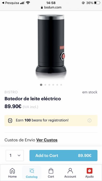 Batedor de leite Bodum modelo 1187064584391525250125