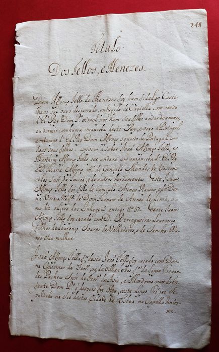 Título Dos Tellos (Teles) e Meneses genealogia, Sisto Tavares 1508