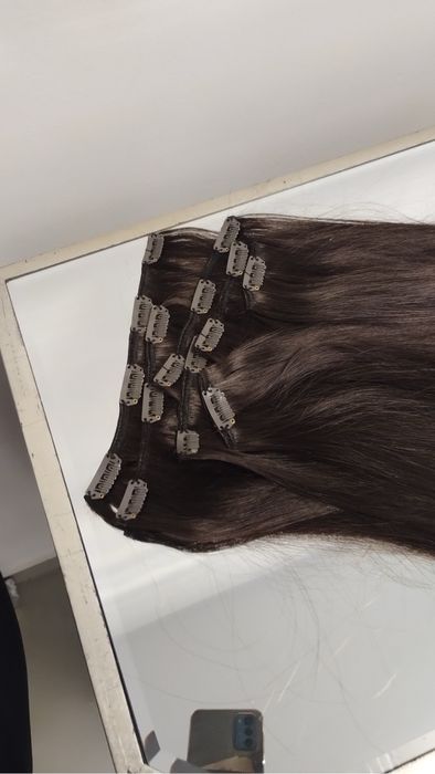 Wlosy naturalne clip in brazowe