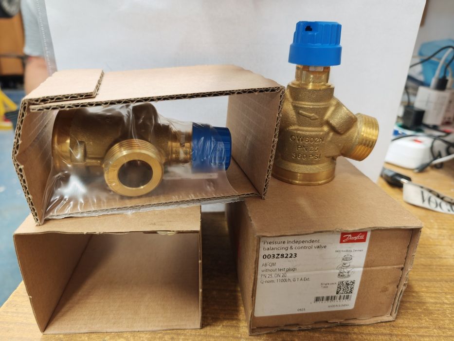 Zawór Danfoss regulacyjny niezależny od ciśnienia AB-QM, DN15 bez złączek pomiarowych, Gwint zewnętrzny. Przepływ nominalny 1200 l/h 003Z8222