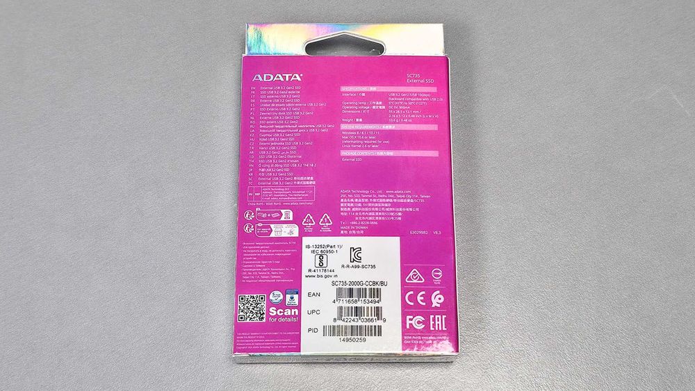 Dysk SSD ADATA 2TB SC735 usb-c